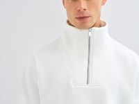 Толстовка с воротником-стойкой на молнии, Белый