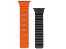 Ремешок WiWU Mag Secur для Apple Watch 44/45/46/49mm магнитная застежка/силикон (Wi-WB301) (черный/оранжевый)