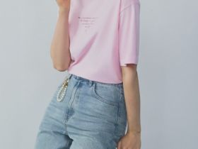 Футболка с принтом, Розовый