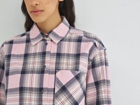Рубашка в клетку на кнопках, Розовый