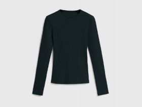 Лонгслив в рубчик, Черный