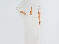 Юбка миди из пушистой ткани, Белый