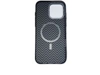 Чехол-накладка Luxo Life+ Magsafe для Apple iPhone 16 Pro Max пластиковый ромбовый узор черно-серый