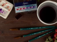 Кисть синтетика №10 круглая "Ладога", короткая ручка, пластиковая обойма