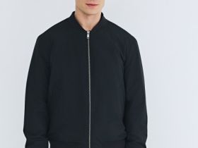 Утеплённый бомбер, Синий