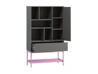Стеллаж Изи 90x152 Графитовый/Розовый