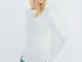 Лонгслив в рубчик, Белый