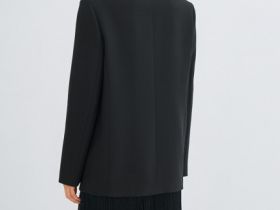 Двубортный жакет с отделкой из бахромы, Черный