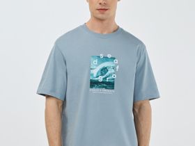 Футболка с морским принтом, Голубой