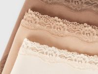 Классические трусы с кружевом, 3 шт., Бежевый