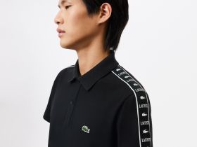 Мужское поло Lacoste с контрастной полосой