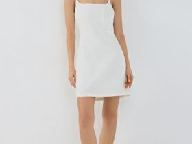 Сарафан мини со льном, Белый