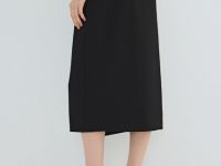 Прямая юбка миди на запах, Черный