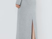 Вязаная юбка миди, Серый