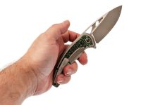 Складной нож TUOTOWN Whale, сталь M390, рукоять титан, Jungle Wear карбон