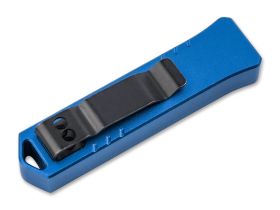 Фронтальный автоматический нож Boker Micro USB OTF, сталь D2, рукоять алюминий, синий