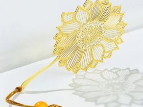 Закладка для книг с кисточкой "Подсолнух-солнечный цветок" (латунь, нейлон)