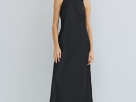 Сатиновое платье с американской проймой, Черный