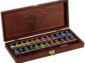 Набор акварели Гамма "Старый Мастер" 24 цв*2,6 мл, кюветы, дерев. короб