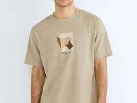 Футболка из текстурной ткани с нашивкой, Бежевый