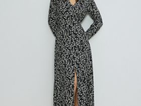 Платье макси с принтом, Черный