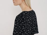 Мини-платье с принтом и рюшами, Черный