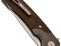 Складной нож Maxace Goliath Brown, сталь Bohler K110, рукоять микарта/темный больстер