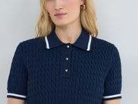 Джемпер поло в рубчик, Синий