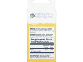 Solaray, Витамин D3 в подсолнечном масле, без добавок, 25 мкг, 14,8 мл (0,5 жидк. Унции)