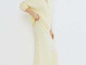 Трикотажная юбка из пушистой пряжи, Желтый