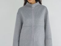 Бомбер из пальтовой ткани, Серый