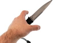 Тактический нож КАМПО-В, сталь 95Х18, рукоять термоэластопласт, титановые ножны с пилой