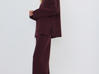 Вязаные широкие брюки, Фиолетовый