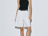 Шорты-бермуды со складками, Белый