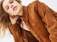 Женское кожаное полупальто Lacoste с поясом