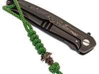 Темляк большой с бусиной "Грибок", изумрудный
