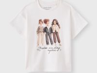 Молочная футболка оверсайз с принтом для девочки Глория Джинс