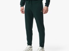 Мужские хлопковые спортивные брюки Lacoste приталенного кроя