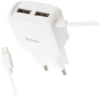 Зарядное устройство Hoco C59A Mega Joy USB/USB с кабелем Apple Lightning 10 Вт Белое