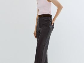 Прямые брюки из искусственной кожи, Фиолетовый