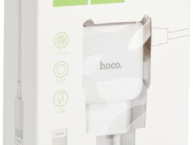 Зарядное устройство Hoco C59A Mega Joy USB/USB с кабелем Apple Lightning 10 Вт Белое