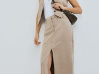 Жилет из искусственной замши, Бежевый