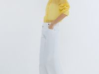 Широкие джинсы с асимметричной застёжкой, Белый