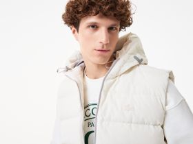 Мужской утеплённый стёганый жилет Lacoste с капюшоном