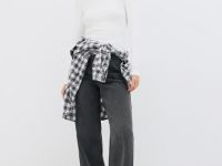 Лонгслив в рубчик, Белый