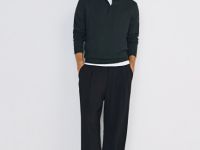 Вязаный джемпер-поло с длинным рукавом, Серый