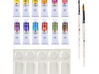 Набор акварель "Белые Ночи" 12 шт х 10 мл, 2 кисти, палитра, синее дерево