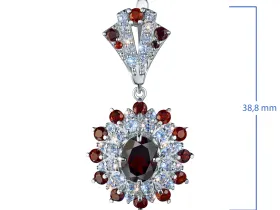 Серьги из серебра с гранатами и топазами э0668сг04260356