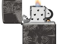 Зажигалка ZIPPO Skull King с покрытием High Polish Black, латунь/сталь, черная, глянцевая, 38x13x57 мм