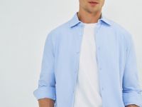 Рубашка из тонкого трикотажа, Голубой